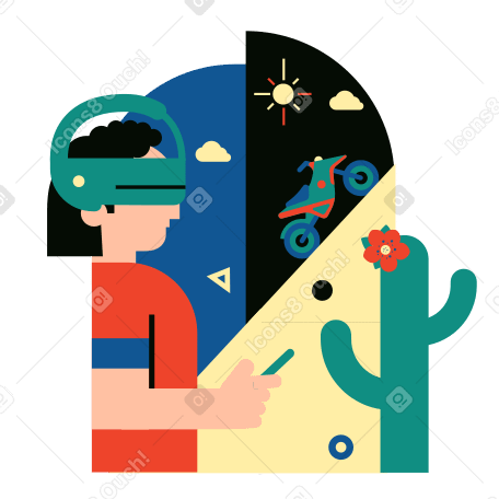 Virtual reality animated illustration in GIF, Lottie (JSON), AE
