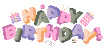 Letras ¡feliz cumpleaños! con cajas de regalo y texto decorativo PNG, SVG