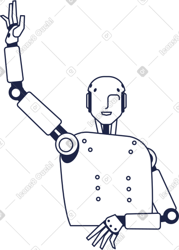 Android robot raises his hand up and greets PNG, SVG