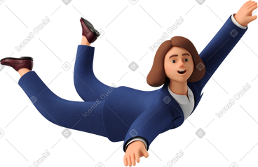 Flying businesswoman in blue suit PNG, SVG