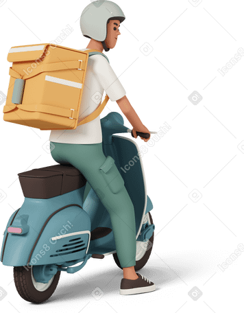 3D delivery boy on scooter PNG, SVG