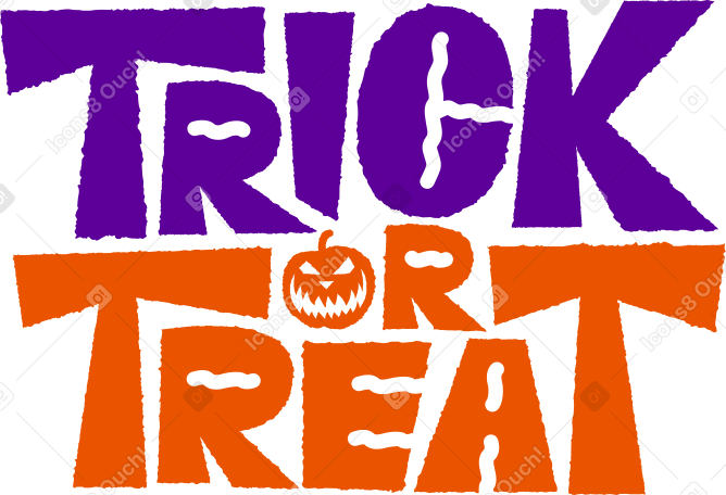 lettering trick or treat with halloween pumpkin Illustration in PNG, SVG