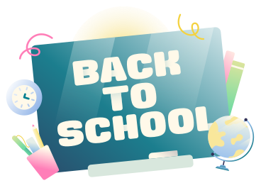 Lettering Back to School on board with globe and pencils text PNG, SVG