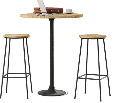 bar table with laptop PNG, SVG