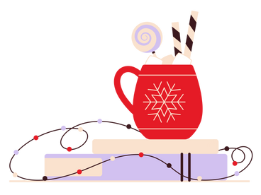 Weihnachtsgetränk und bücher PNG, SVG