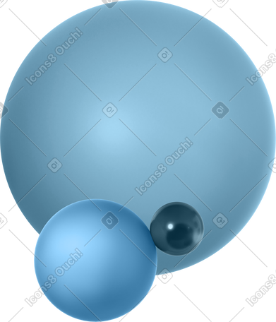 3D three monochrome spheres PNG, SVG