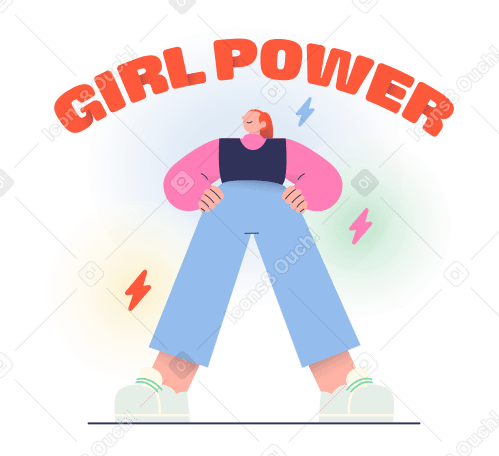 Lettering Girl Power with a strong woman Illustration in PNG, SVG