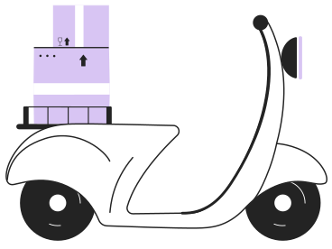 Scooter with boxes animated illustration in GIF, Lottie (JSON), AE