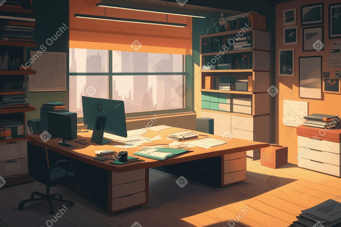 Office room background Illustration in PNG, SVG