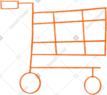Orange line shopping cart PNG, SVG