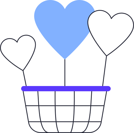 air baloon with heart balloons Illustration in PNG, SVG