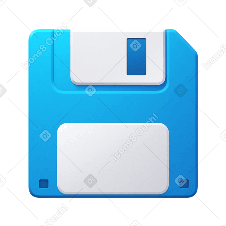 3D blue floppy disk Illustration in PNG, SVG