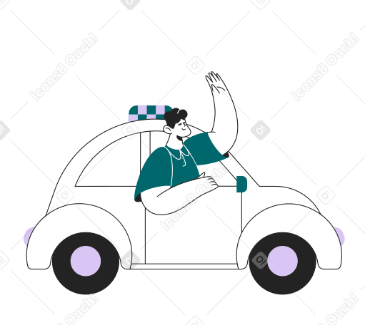 Chauffeur dans un taxi PNG, SVG