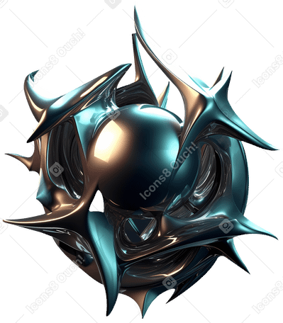 d abstract shiny metal form PNG、SVG