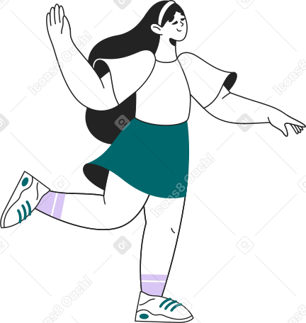 happy girl raised her leg Illustration in PNG, SVG