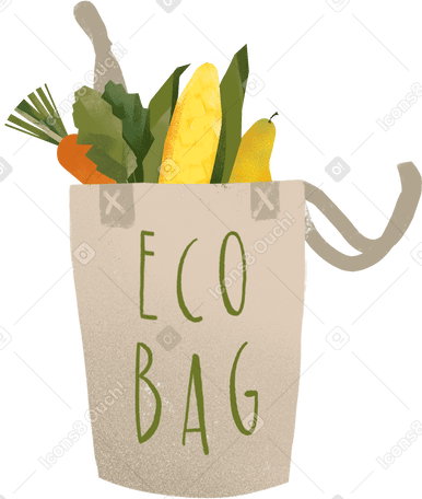 eco bag full vegetables and fruits PNG, SVG