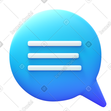 3D chat message PNG, SVG