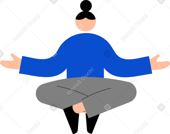 Mujer joven sentada en posición de loto PNG, SVG