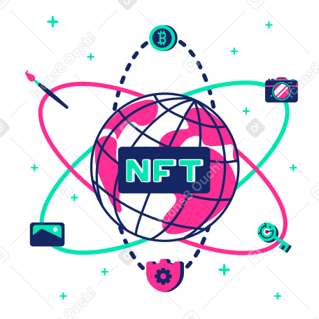 주위에 원이 있는 nft 행성 PNG, SVG