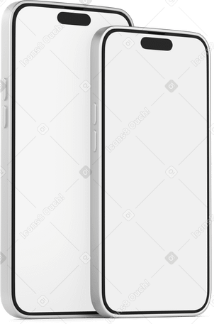 3D two phones with white screens PNG, SVG