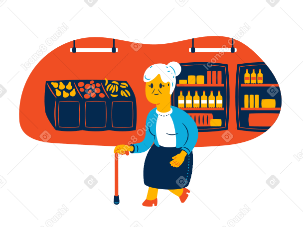 Old lady at the grocery store PNG, SVG