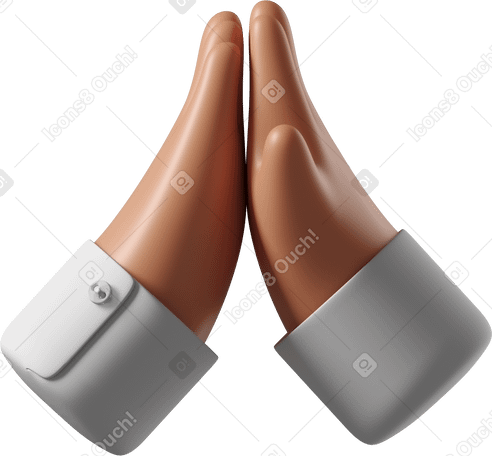 3D Tanned skin hands high-fiving PNG, SVG