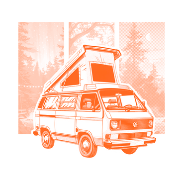 숲 속에 주차된 캠퍼밴  PNG, SVG
