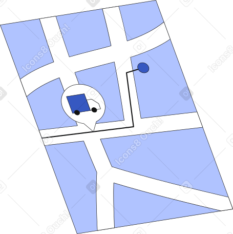 map with delivery route Illustration in PNG, SVG