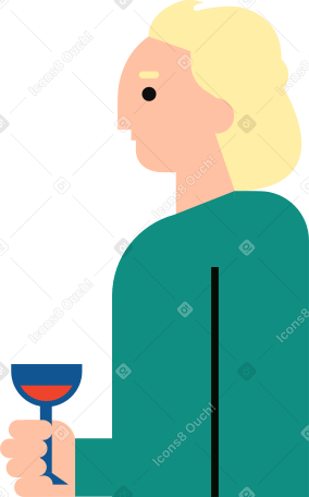 blonde man with wine glass Illustration in PNG, SVG