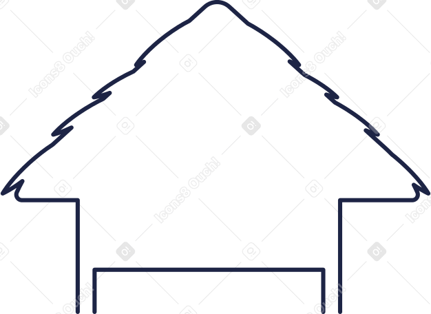 有茅草屋顶的房子的剪影 PNG, SVG