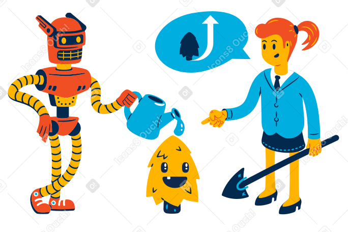 Gardening with robot PNG, SVG