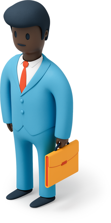 Close up of black businessman with briefcase PNG, SVG