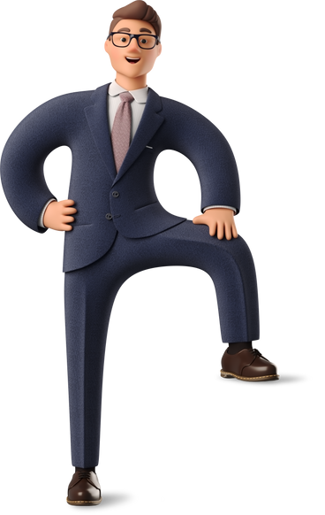 businessman in blue suit leaning with one leg PNG、SVG