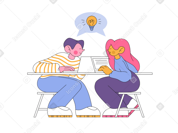 仕事の分析をしている着席の男性と女性 のpngとsvg