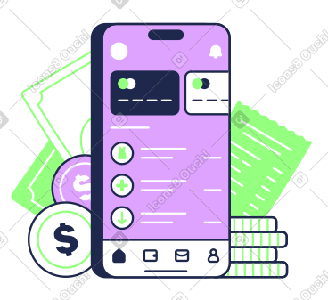 Neobank mobile application and fintech PNG, SVG