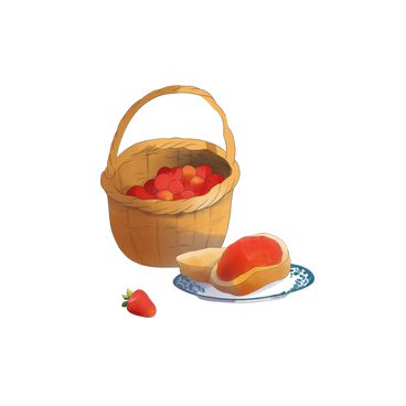 Still life with berries and bread with jam PNG, SVG