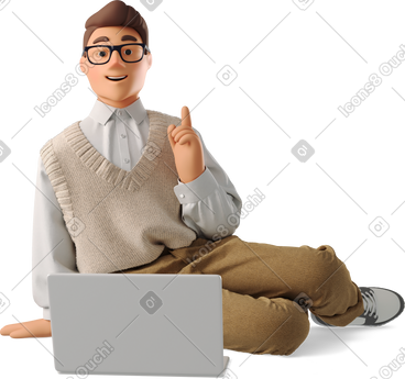 Young man got an idea PNG, SVG