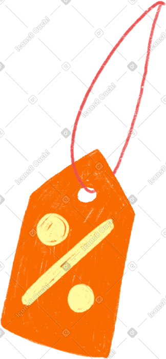 Orange tag with a discount sign PNG, SVG