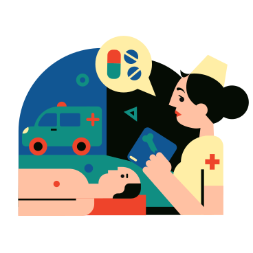 Медицинский работник прописывает пациенту лекарства в PNG, SVG