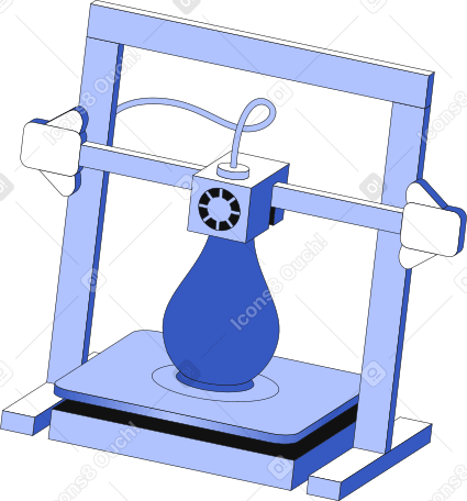 Трехмерный принтер распечатывает вазу в PNG, SVG