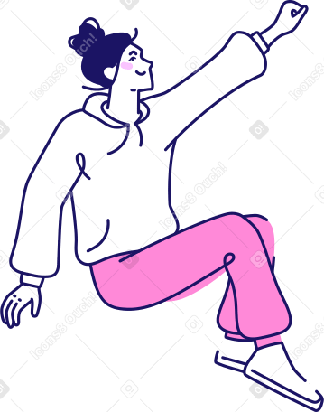 seated woman with hand raised Illustration in PNG, SVG