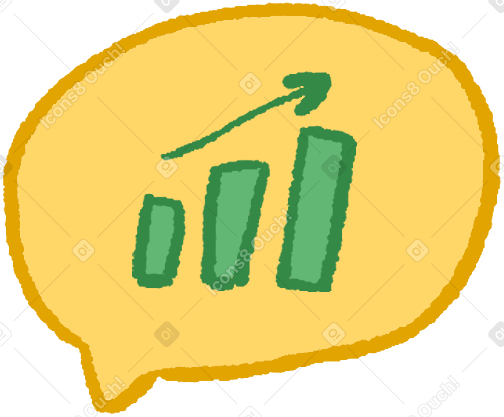speech bubble with growing graph PNG, SVG