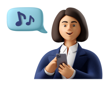 Woman receiving a music message PNG, SVG