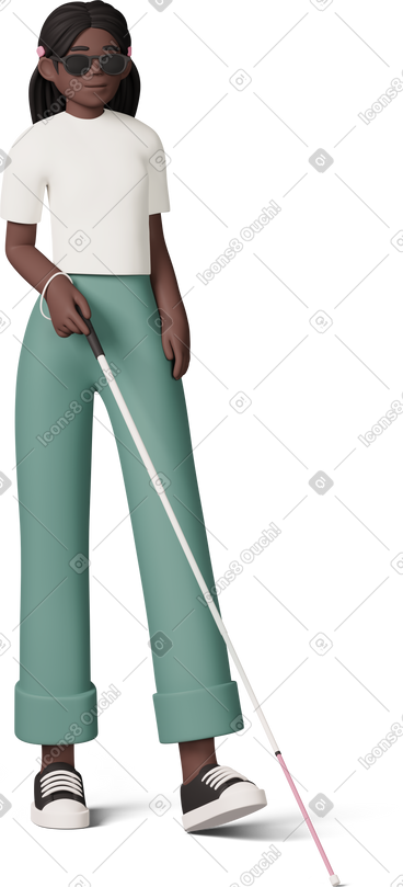 Blind girl walking PNG, SVG