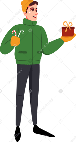 man with gifts Illustration in PNG, SVG