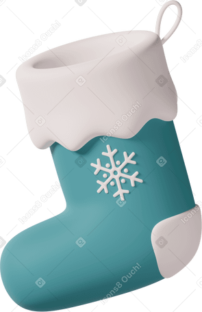 3D Blue Christmas stocking Illustration in PNG, SVG