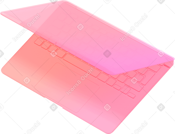 3D 粉色半透明笔记本电脑 PNG, SVG