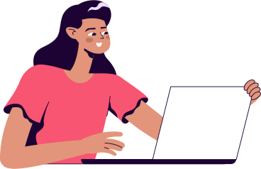 Девушка с открытым ноутбуком в PNG, SVG