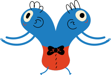 blue character with with two heads PNG, SVG