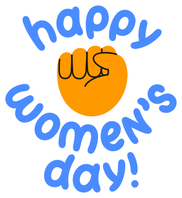 Hand und schriftzug happy women's day sticker PNG, SVG